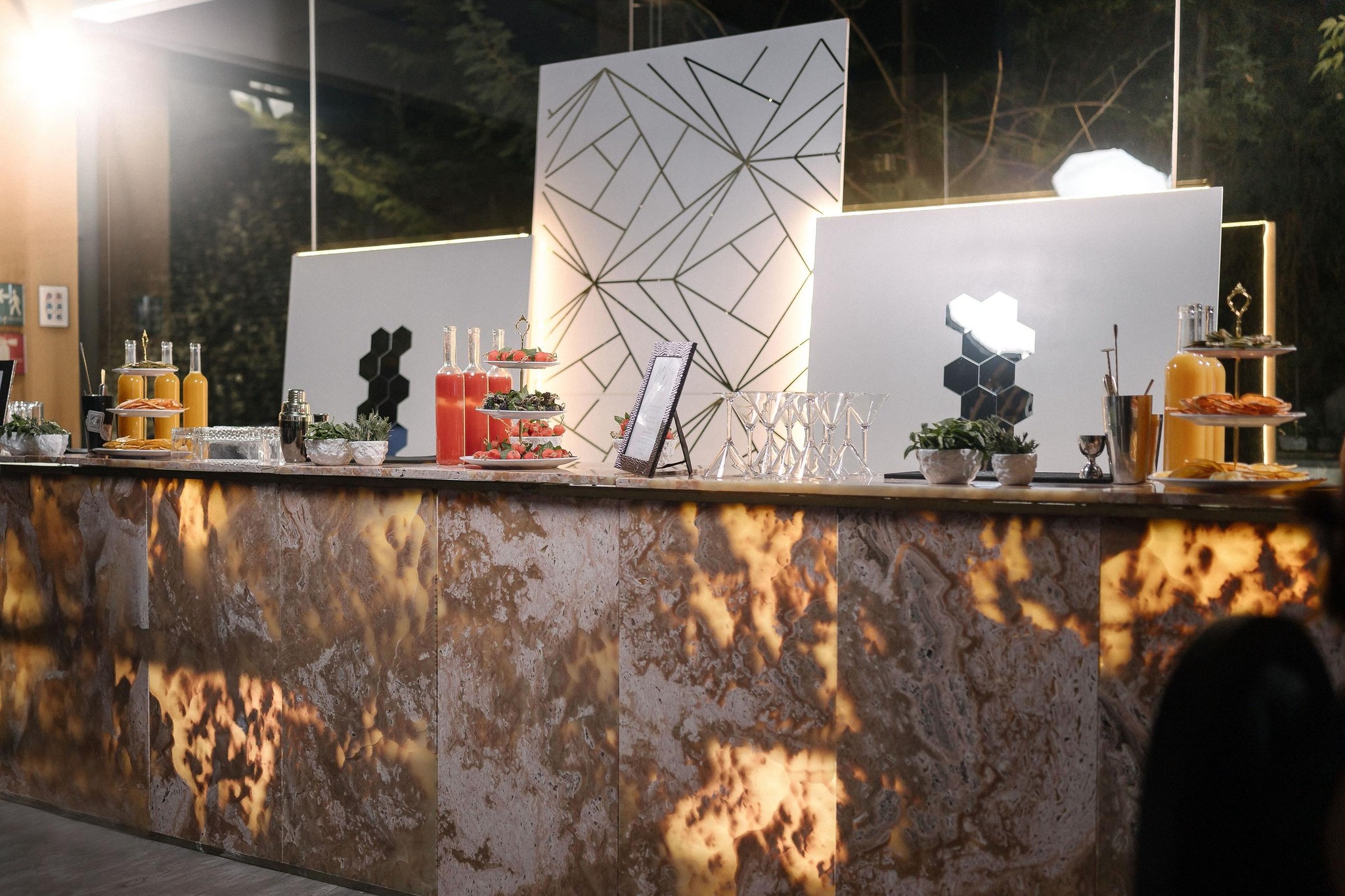 Barra iluminada para eventos